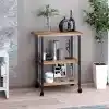 Çok Amaçlı Frenli Tekerlekli 3 Katlı Mutfak Fırınlık Kahve Masası Yazıcı Sehpası Servis Sunum Arabası Kahverengi
