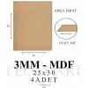 3 mm 25x30 MDF Plaka (4 ADET) - Hobi, Maket, Ahşap El Sanatları İçin Uygun (4`lü Paket)