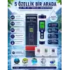5in1 Dijital PH/TDS/EC/Tuzluluk/Sıcaklık Metre Işıklı Test Cihazı İletkenlik Kalem Model