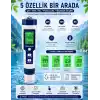 5in1 Dijital PH/TDS/EC/Tuzluluk/Sıcaklık Metre Işıklı Test Cihazı İletkenlik Kalem Model