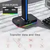 havit çift kulaklık askısı, 2 USB bağlantı noktası, RGB kulaklık tutucu, oyuncular için, PC için, siyah (TH650)