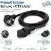 PrimeX PX-P450 5 Metre Lüks Power Kablosu, 3x1.5mm Kalın Full Bakır PSU Güç Kablosu, PC Power Supply Monitör Mining Sistemleri İçin Siyah Enerji Kablosu (5 Metre)