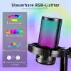 MAONO PC için USB Mikrofon, Sessiz Düğmeli RGB Oyun Mikrofonu, Gürültü Önleyici Kondenser Mikrofon, Akış, Podcast, Kayıt, Sohbet için Kazanç Topuzlu PS5/PS4/Mac, DGM20 ile Uyumlu