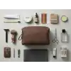 Deri Erkek Bakım Çantası Seyahat Organizeri – Tıraş Çantası, Kişisel Bakım ve Kozmetik Düzenleyici, Fermuarlı Geniş Hacimli Dopp Kit Kahverengi