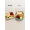 Busstier 1200 ml 2 Katlı 6 Bölmeli BPAsız PP Plastik Sefer Tası ve Beslenme Çantası - Hava Kilitli Bento Lunch Box, Çatal ve Kaşık Dahil (Yeşil)