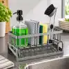 Orret Home Lavabo Organizeri Tezgah Üstü ABS Plastik Mutfak Organizer Banyo Düzenleyici Evye Üstü Süngerlik Sabunluk Organizer Su Hazneli Gri Raf (Metalik Gri)