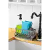 Orret Home Lavabo Organizeri Tezgah Üstü ABS Plastik Mutfak Organizer Banyo Düzenleyici Evye Üstü Süngerlik Sabunluk Organizer Su Hazneli Gri Raf (Metalik Gri)
