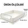 Orret Home Dolap İçi Raylı Organizer Çekmece 34 x 27 x 6,5 cm, Çekilebilir Plastik Dolap Düzenleyici, Mutfak Banyo Dolap İçi Organizer, Raylı Saklama Sepeti (Büyük)