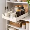 Orret Home Dolap İçi Raylı Organizer Çekmece 34 x 27 x 6,5 cm, Çekilebilir Plastik Dolap Düzenleyici, Mutfak Banyo Dolap İçi Organizer, Raylı Saklama Sepeti (Büyük)