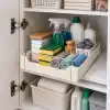 Orret Home Dolap İçi Raylı Organizer Çekmece 34 x 27 x 6,5 cm, Çekilebilir Plastik Dolap Düzenleyici, Mutfak Banyo Dolap İçi Organizer, Raylı Saklama Sepeti (Büyük)