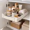Orret Home Dolap İçi Raylı Organizer Çekmece 34 x 27 x 6,5 cm, Çekilebilir Plastik Dolap Düzenleyici, Mutfak Banyo Dolap İçi Organizer, Raylı Saklama Sepeti (Büyük)