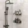 Deconox 2li Set Siyah Yapışkanlı Banyo Duş Rafı - 27x12 cm Matkapsız Montaj Şampuanlık ve Mutfak Baharatlık Organizeri
