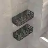 Deconox 2li Set Siyah Yapışkanlı Banyo Duş Rafı - 27x12 cm Matkapsız Montaj Şampuanlık ve Mutfak Baharatlık Organizeri