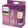 Philips LED Classic 60W A60 Filament Ampul, 2700 Sarı Işık, E27 Normal Duy, Dim Edilmez 2li Ekopaket