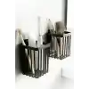 ATA HOME 2Li Set Yapışkanlı Diş Fırçalık, Saç Fırçası Tarak Düzenleyici, Banyo Düzenleyici Banyo Rafı Siyah
