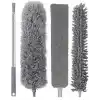 3 Başlıklı Teleskopik Mikrofiber Toz Alma Seti - 205 cm Uzayan Saplı, Esnek Bükülebilir Tavan ve Ulaşılması Zor Alan Temizlik Aparatı (Püskül, Makarna, Düz Başlık)