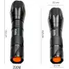 Bluefox Güçlü LED El Feneri, 10W Ultra Parlak Işık, 5 Farklı Mod, Zoom Özellikli, Dayanıklı Aluminyum Gövde
