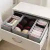 Deconox 4 Adet Tek Boy Katlanabilir Çekmece Organizer Seti | Dolap İçi Saklama Kutusu | İç Giyim, Çorap ve Aksesuar Düzenleyici | Telli Dik Duruş Sağlayan Kumaş Dolap Düzenleyici 30x15x12.5cm