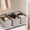 Deconox 4 Adet Tek Boy Katlanabilir Çekmece Organizer Seti | Dolap İçi Saklama Kutusu | İç Giyim, Çorap ve Aksesuar Düzenleyici | Telli Dik Duruş Sağlayan Kumaş Dolap Düzenleyici 30x15x12.5cm
