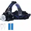 CATA Poyraz Şarjlı Led Kafa Feneri Ayarlanabilir Zoom Özellikli 3 Modlu Beyaz Işık Outdoor Kafa Lambası IP44 300 Lümen Kamp,Balıkçılık,Tamirat,Koşu,Yürüyüş İçin 9123