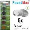 5 Adet 2430 CR2430 DL2430 3V PoundMax Lityum düğme pil, Uzun raf ömrü, küçük elektronik cihazlar için uzaktan kumandalar, teraziler, akıllı ev cihazları, ölçüm cihazları ve hesap makineleri