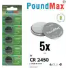 5 Adet 2450 CR2450 DL2450 DL2450 ECR2450 KCR2450 3V PoundMax Lityum Düğme Piller, Düğme Pil, Çocuklara Dayanıklı Ambalaj, Akıllı Ev Cihazları, Küçük Elektronik Ev Aletleri, Araba Anahtarları ve Diğer