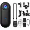 Coverzone Göğüse Takılabilir Mıknatıslı Kolyeli 1080P Mini Geniş Açı Aksiyon Kamera | Hafif ve Kompakt Tasarım | Spor, Koşu, Outdoor, Günlük Kullanım İçin POV Kayıt Kamerası- Kask Kamera (SİYAH)