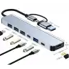 Coverzone Çoklayıcı Adaptör 7in1 USB/Type-c To USB A, USB C Macbook uyumlu Çevirici Adaptör Çok Portlu Çoklayıcı 7 in 1 USB HUB (Gri)