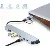 Coverzone Çoklayıcı Adaptör 7in1 USB/Type-c To USB A, USB C Macbook uyumlu Çevirici Adaptör Çok Portlu Çoklayıcı 7 in 1 USB HUB (Gri)