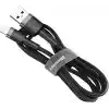 Baseus Cafule Serisi, 2.4 A USB-A & Lightning Şarj Kablosu & Data Aktarım Kablosu, 1 Metre, Gri - Siyah