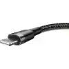 Baseus Cafule Serisi, 2.4 A USB-A & Lightning Şarj Kablosu & Data Aktarım Kablosu, 1 Metre, Gri - Siyah