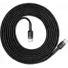 Baseus Cafule, Şarj & Data Aktarımı Kablosu, Gri - Siyah, 2 m, 3 A, 60 W, USB Type C & USB Type C, PD2.0, Flash/Hızlı Şarj