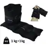 El-ayak Bilek Ağırlığı 1 Kg 1 Kg (2 ADET) (TOPLAM 2 KG) Siyah Kum Torbası Ayarlanabilir Cırt