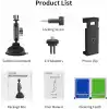 TELESIN Alüminyum Alaşımlı Araç Vantuz Montajı, Hero 13 12 11 10 9 8 DJI OSMO Action 5 Pro 4 3 Insta 360 X5 X4 Huawei iPhone Mobil Telefon Kameraları için, Telefon Tutacılı Araç Ön Cam Montajı