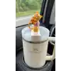 Sevimli Kedi Figürlü Silikon Pipet Kapağı, Kawaii Stil, Stanley ile Uyumlu Pipet Tıpası Koruyucu