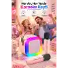 Robeve Blic 2 Mikrofonlu Çocuk Karaoke Hoparlör ve Bluetooth Hoparlör – LED Işıklı Mini Karaoke Seti, 6 Farklı Ses Efekti, Uzun Pil Ömrü, Taşınabilir Çocuk Mikrofonu ve Müzik Eğlence Seti Pembe