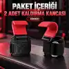 Valkyrie 2’li Ağırlık Kaldırma Kancası Bilek Destekli Güç Antrenmanı Fitness Strap Kırmızı
