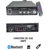 Chester CS-220 Bluetooth Stereo Amfi USB SD MP3 Dijital Ekranlı Çift Mikrofon Girişli Karaoke Anfi