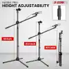 5 Core Mikrofon Standı Zemin Evrensel Yüksekliği Ayarlanabilir Tripod Mikrofon Standları 2 Mikrofon Tutar w Uzayan Teleskopik Bom Kolu Katlanabilir Taşınabilir Sahne Üzerinde Stüdyo için Siyah - MS