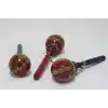BARC Ahşap Maracas Büyük Yuvarlak Uzak Doğu Müzik Aleti, Mahoni Ağacı, 27 cm x 8 cm, Endonezya Bali El Yapımı