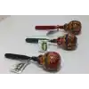 BARC Ahşap Maracas Büyük Yuvarlak Uzak Doğu Müzik Aleti, Mahoni Ağacı, 27 cm x 8 cm, Endonezya Bali El Yapımı