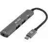 S-LINK SWV-USBC024 4 in 1 Gri Metal TypeC to 2*USB2.0 USB-C, 3.5mm Aux Port Type C Adaptör, SWV-USBC024