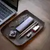 Masaüstü Organizer, Toplayıcı, Hakiki Deri Vale Tepsisi, Telefon pedi, Deri Sümen, Deri Pad, Deri Kase, Zarf ve Mektup Tepsisi, vallet tray, catch it all tray, leather (Kestane - Koyu Kahverengi)