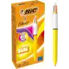BIC 4 Colours Sun Tükenmez Kalem, 12li Kutu, 1.0mm Uç, Tek Kalemde Sarı, Mor, Turuncu ve Pembe Renkler