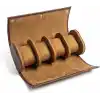 4’lü Deri Saat Kutusu Silindir Tasarım Taşınabilir Saat Saklama Organizer 24x11x7 cm(Taba)