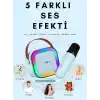 K12 Kablosuz Bluetooth Hoparlör Karaoke Mikrofon 5 Ses Efektli Rgb Hd Stereo?es Usb/Sd/FM