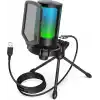 FIFINE PC oyun mikrofonu, USB mikrofon, yayın podcast stüdyosu için, mikrofon standı ve sessize alma tuşlu, PS4 PS5 Mac için