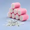Croc 1207 Pembe Cırtlı Sünger Bigudi 8Li Çap 4Cm + 12Li Alüminyum Saç Pensi