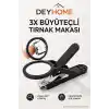 3X Büyüteçli Paslanmaz Çelik Tırnak Makası, Törpülü ve Sıçrama Önleyici, Rahat Tutuşlu Siyah