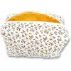 Makyaj Çantası | Makeup Bag | Kapitone Bakım Seyahat Kozmetik Çantası (Beyaz-Sarı)